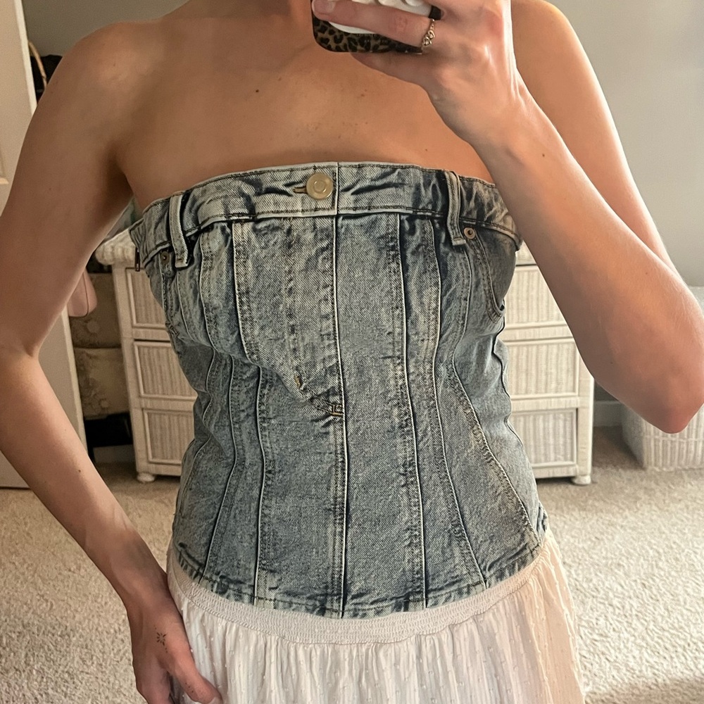 H&M Strapless Denim Corset Top